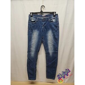 Bongo Women's Blue Y2k Skinny Distressed Denim Jeans Juniors Size 9